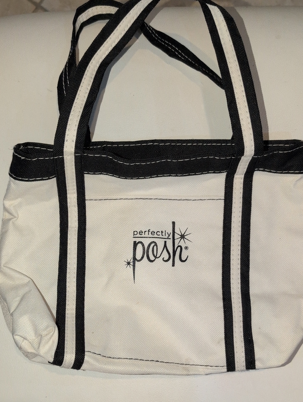 Perfectly Posh Black and White Canvas Tote
